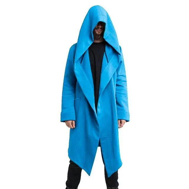 2019 Men New Fashion Hooded Solid Color Trench Coat Spring Autumn Men Long Jacket Cardigan Long Sleeve Hoody Outwear Streetwear