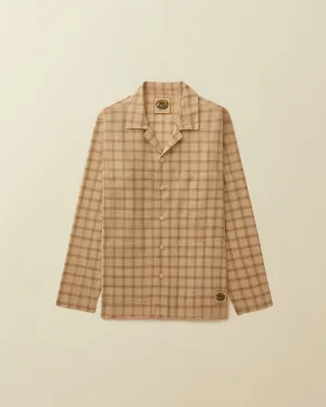 4 Pocket Plaid Shirt Jacket ( cream )