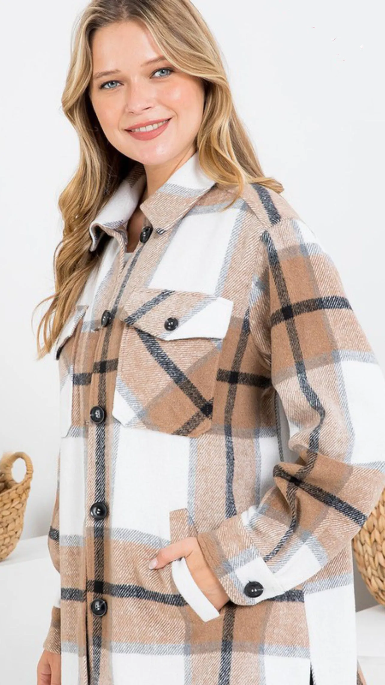 Amy Plaid Shacket with Pockets