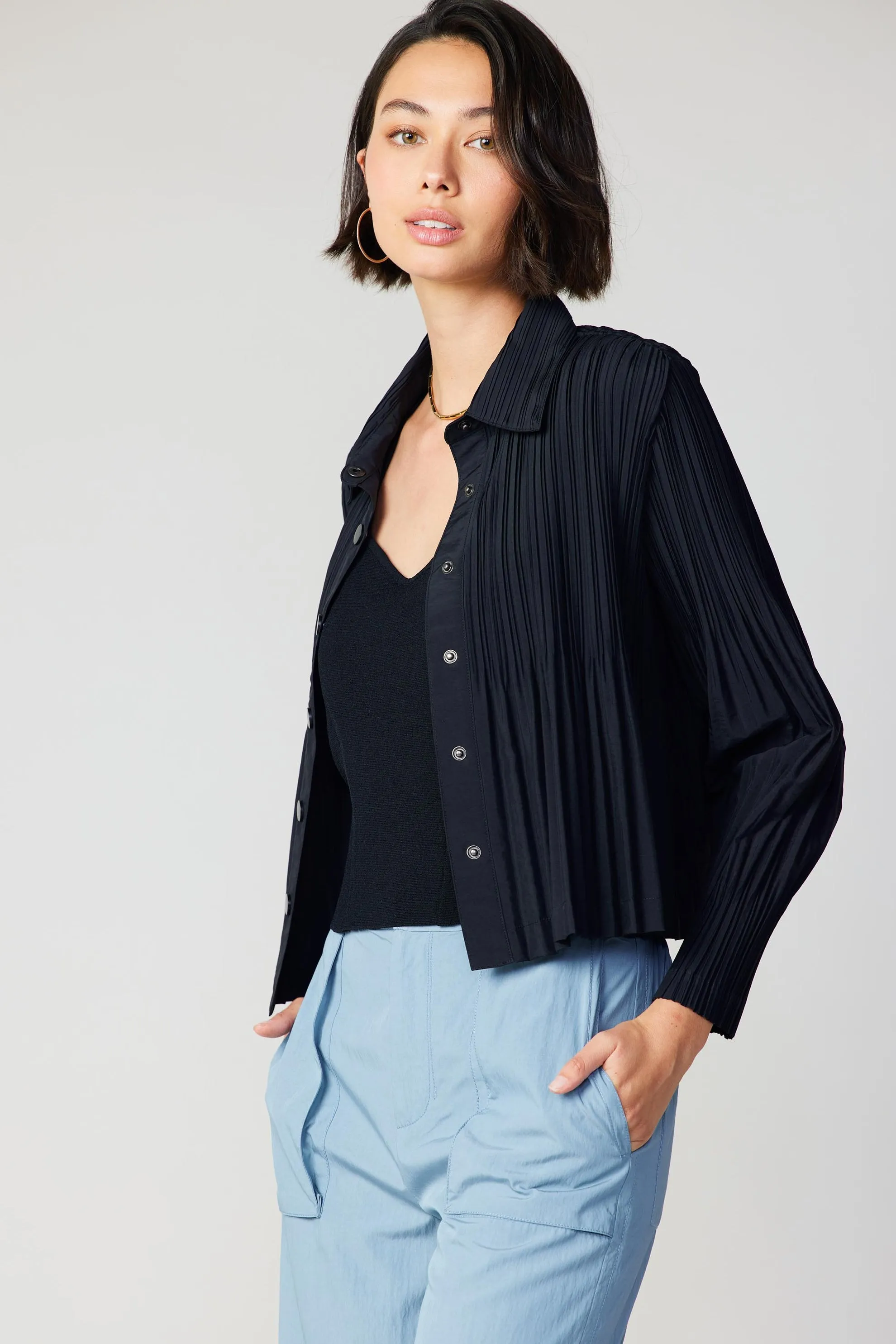 Button Down Pleated Top - FINAL SALE