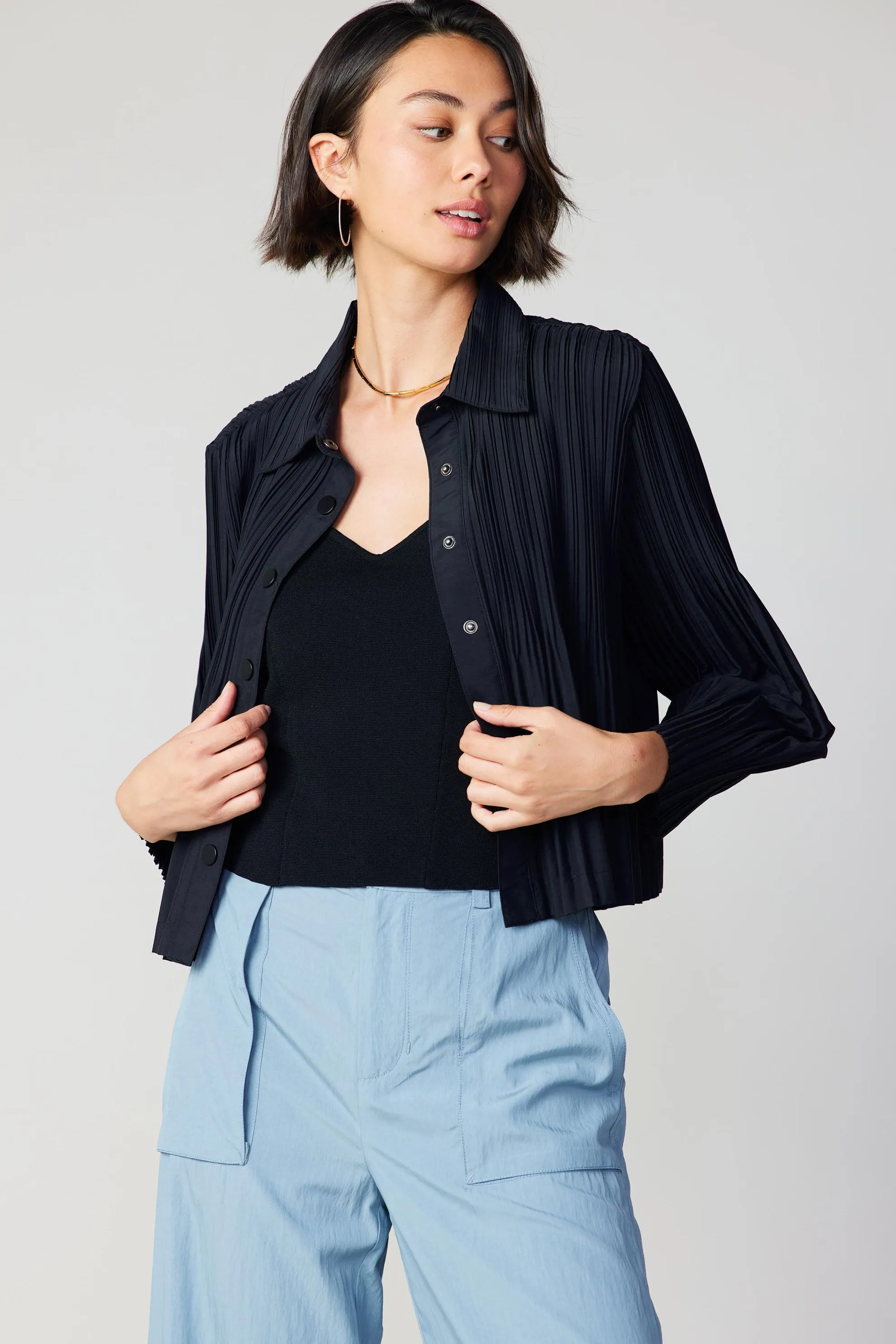 Button Down Pleated Top - FINAL SALE