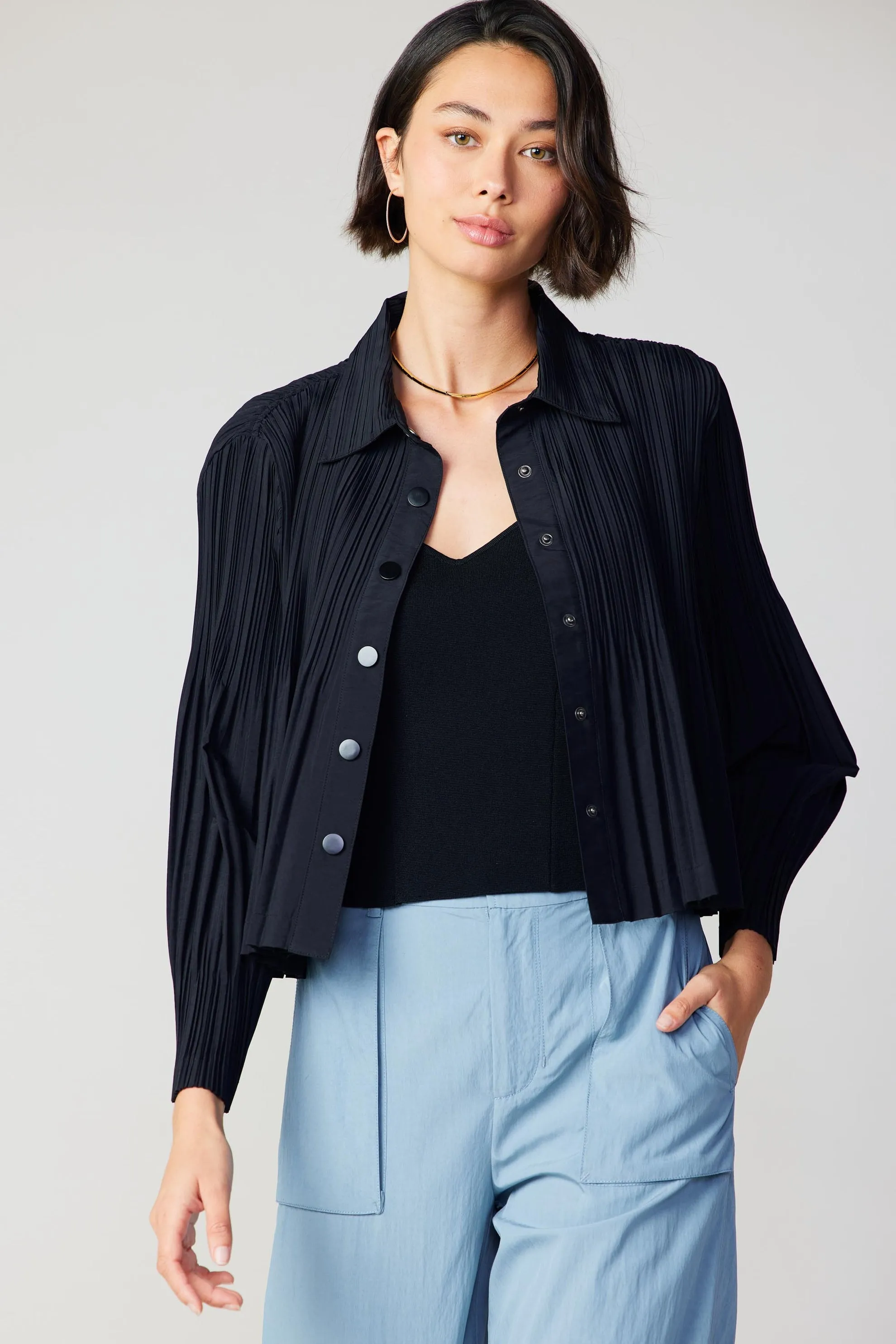 Button Down Pleated Top - FINAL SALE