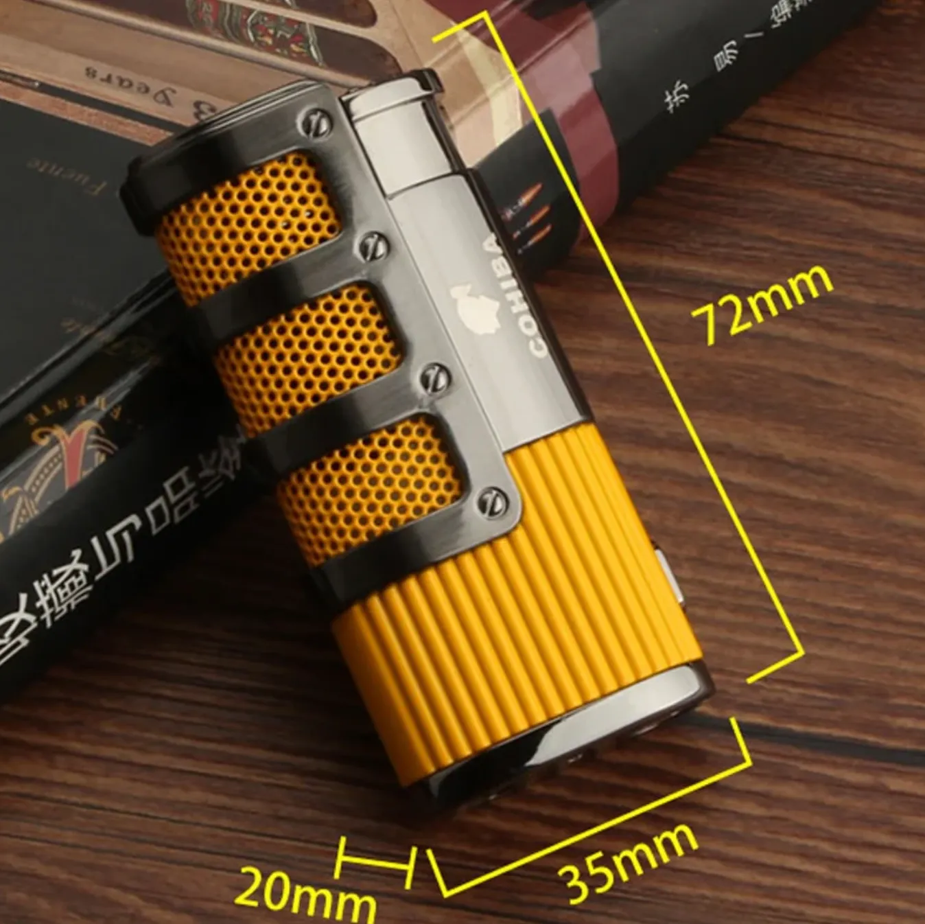 COHIBA Cigar Lighter - 3 Torch Jet Flame Refillable Windproof Lighter W/ Cutter Punch & Gift Box