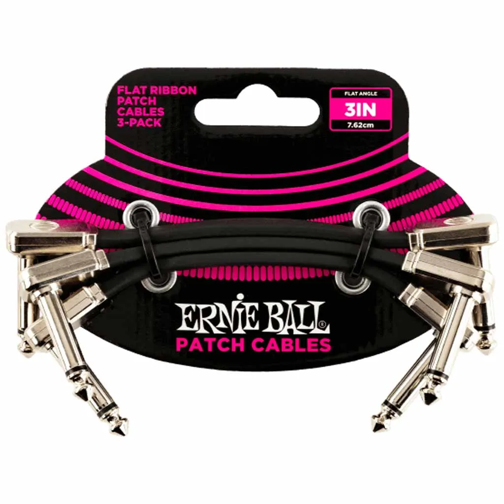 Ernie Ball Flat Ribbon 3 Inch Patch Cable 3 Pack