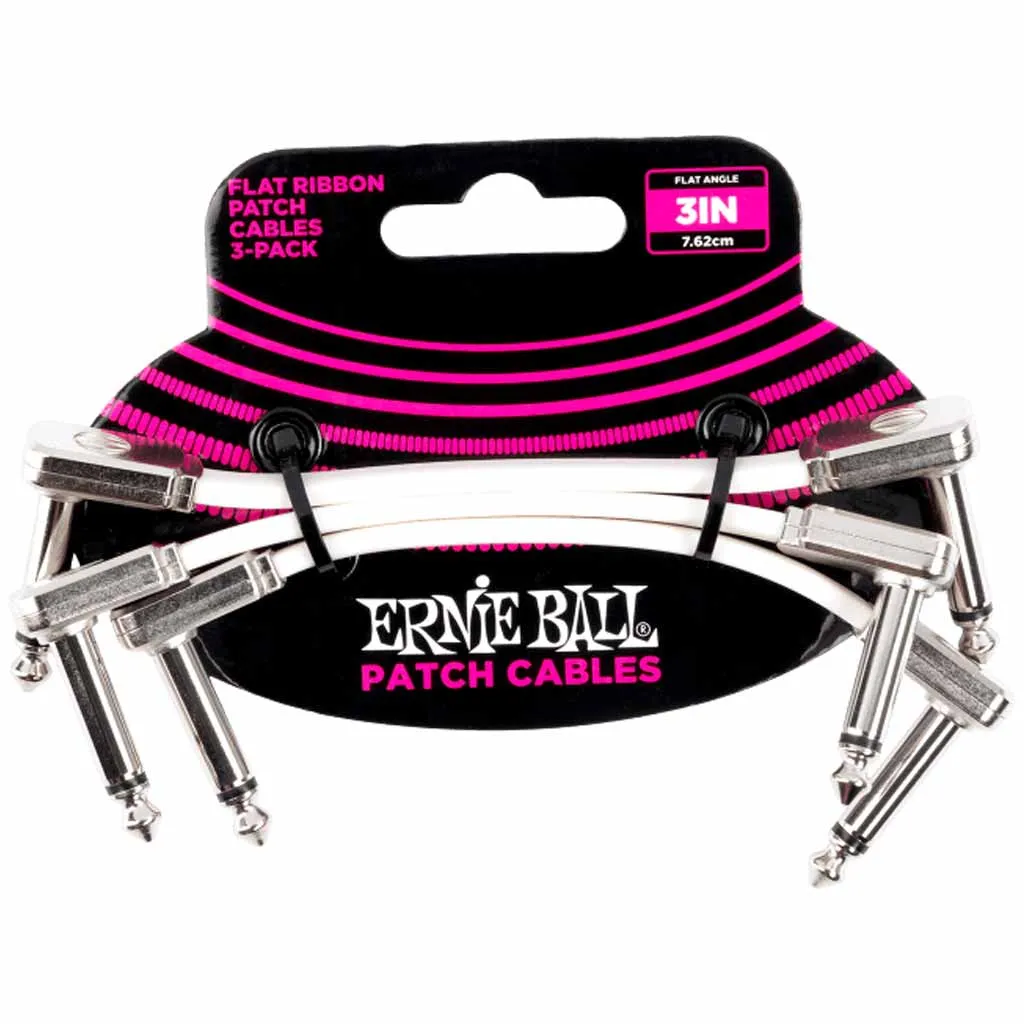 Ernie Ball Flat Ribbon 3 Inch Patch Cable 3 Pack