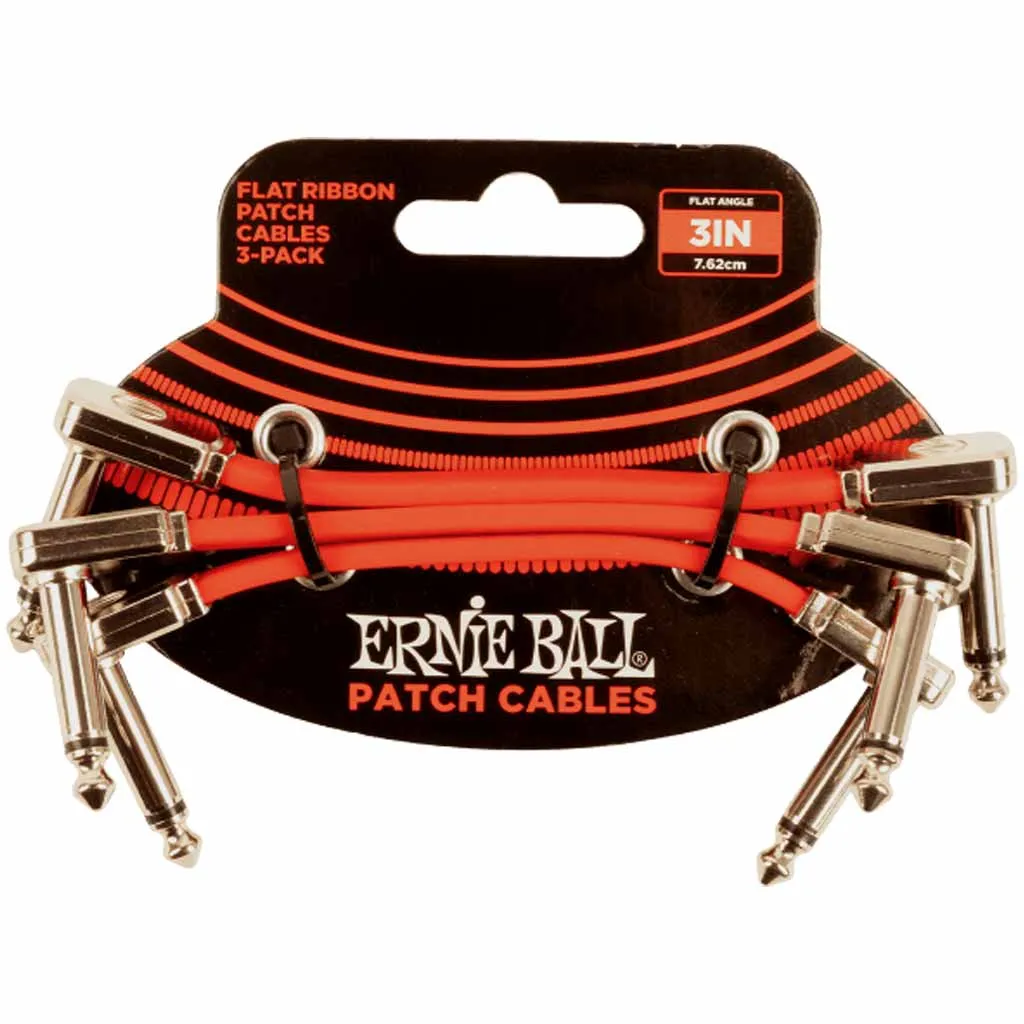 Ernie Ball Flat Ribbon 3 Inch Patch Cable 3 Pack