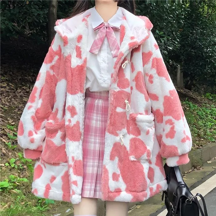 Fluffy Warm Cow Coat SD01608