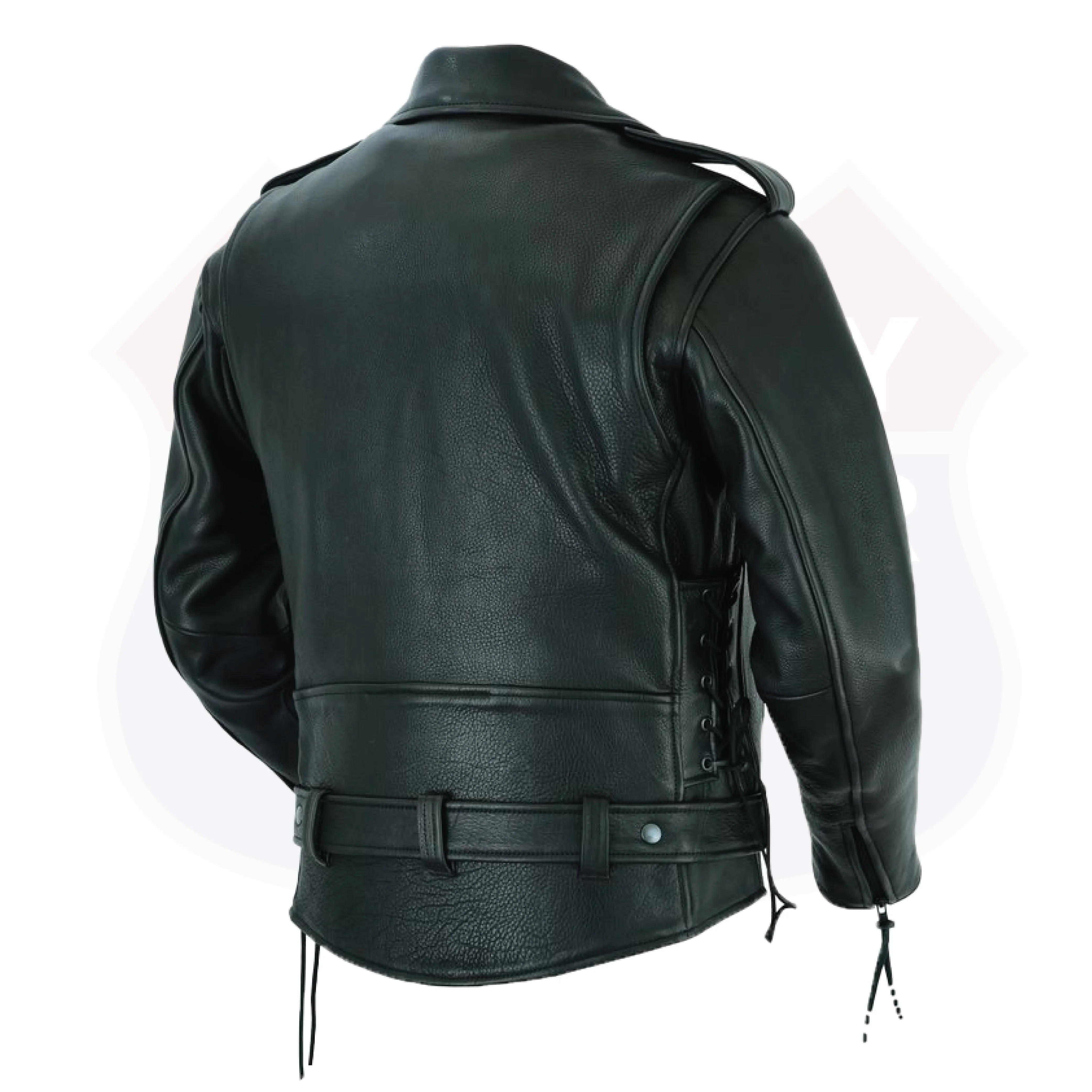 HL10888NKD Authentic Highway Patrol Leather Jacket Black Hardware Kidney Back