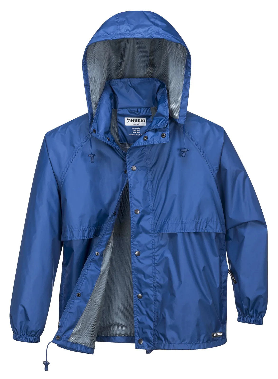 HUSKI STRATUS RAIN JACKET Waterproof Workwear Concealed Hood Windproof Packable