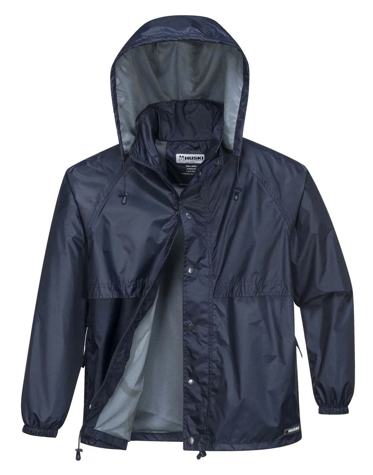 HUSKI STRATUS RAIN JACKET Waterproof Workwear Concealed Hood Windproof Packable