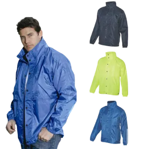 HUSKI STRATUS RAIN JACKET Waterproof Workwear Concealed Hood Windproof Packable