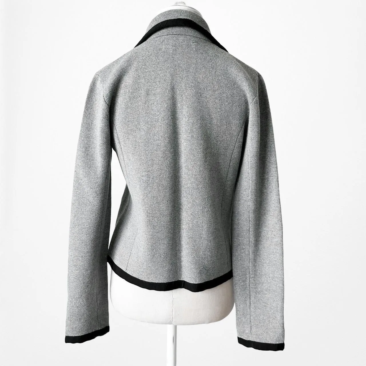 Loft Gray Black Knit Blazer Suit Cardigan Sweater Jacket Size S