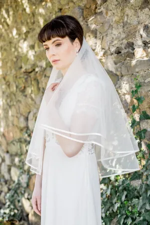 Michaela, Ribbon Edge Elbow Length Veil