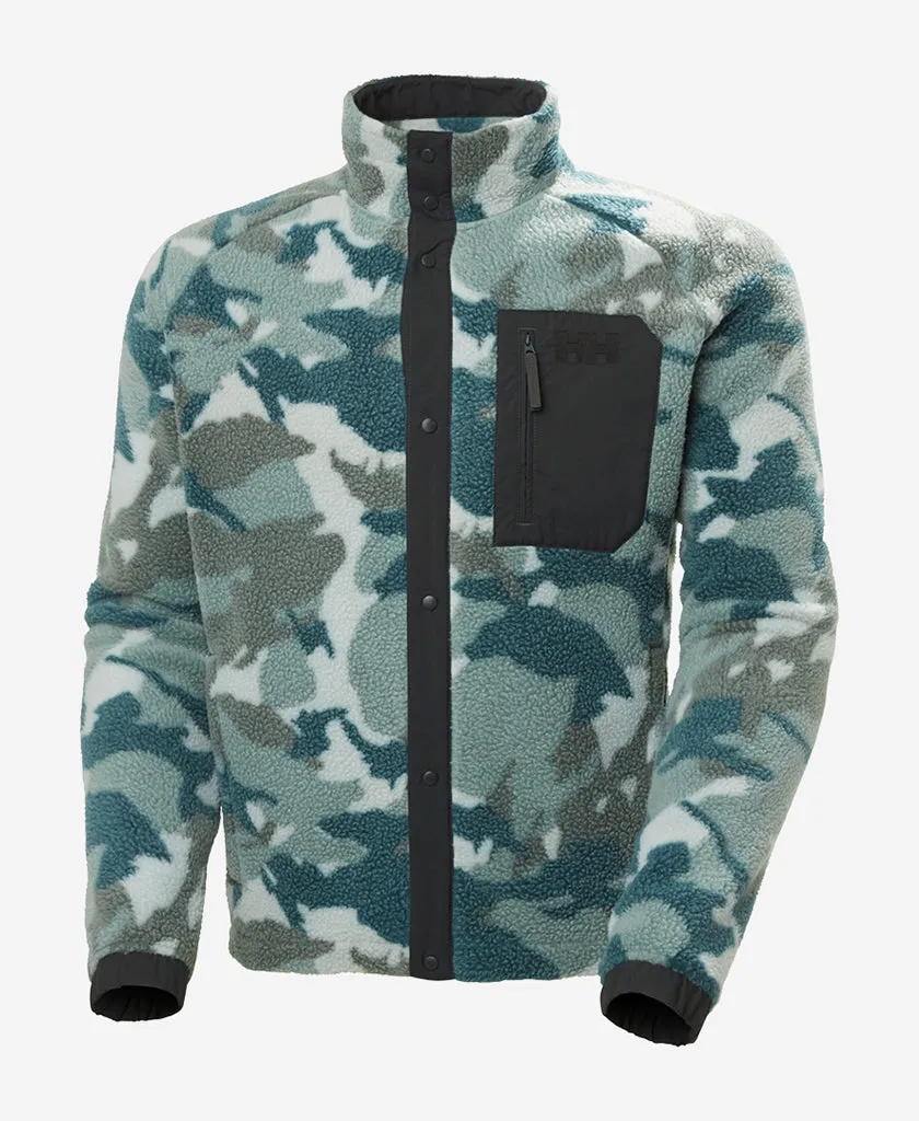 PANORAMA PRINTED PILE SNAP, Dark Creek Woodland Camo