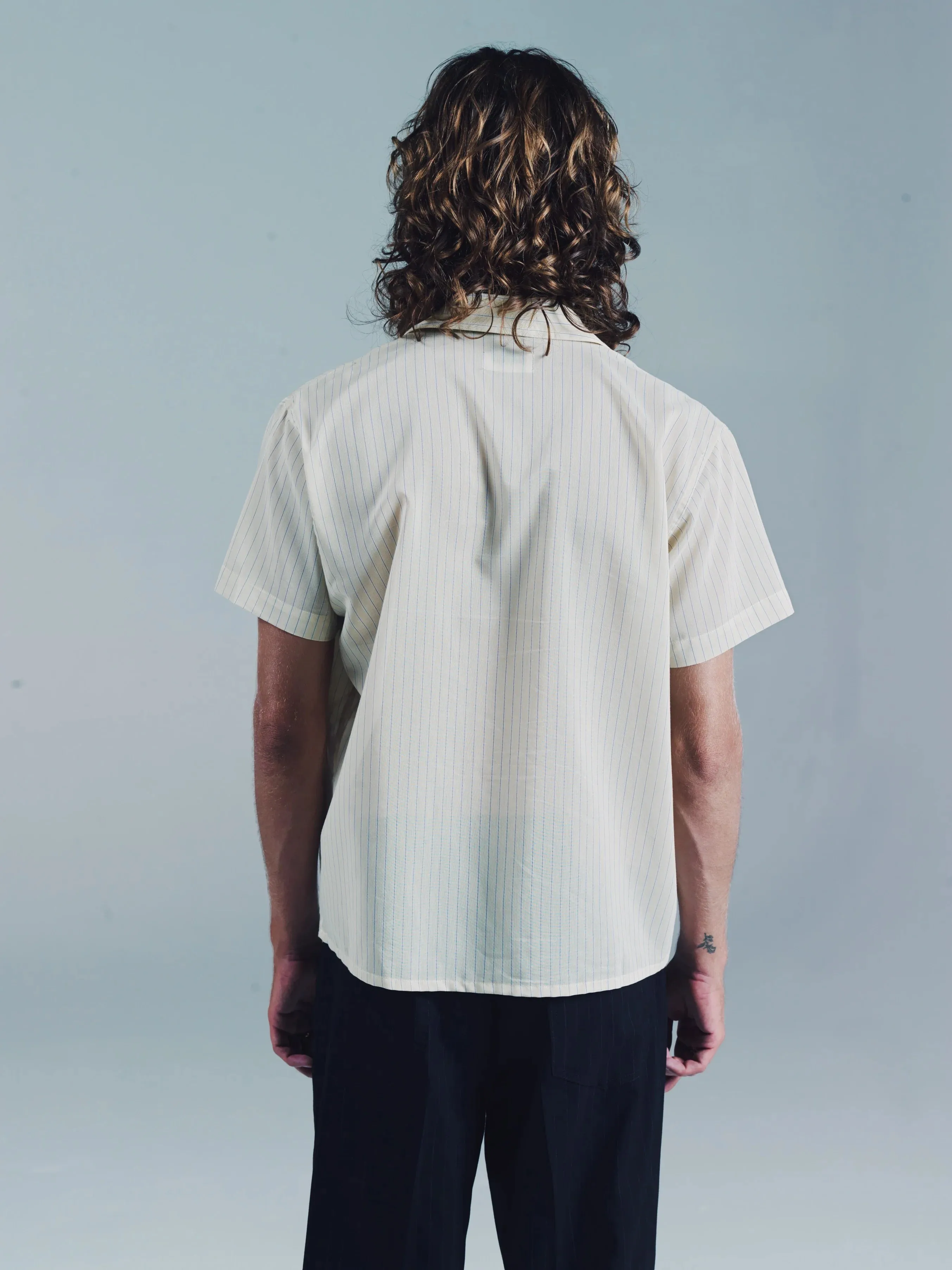 SS OPEN COLLAR SHIRT | YELLOW STRIPE
