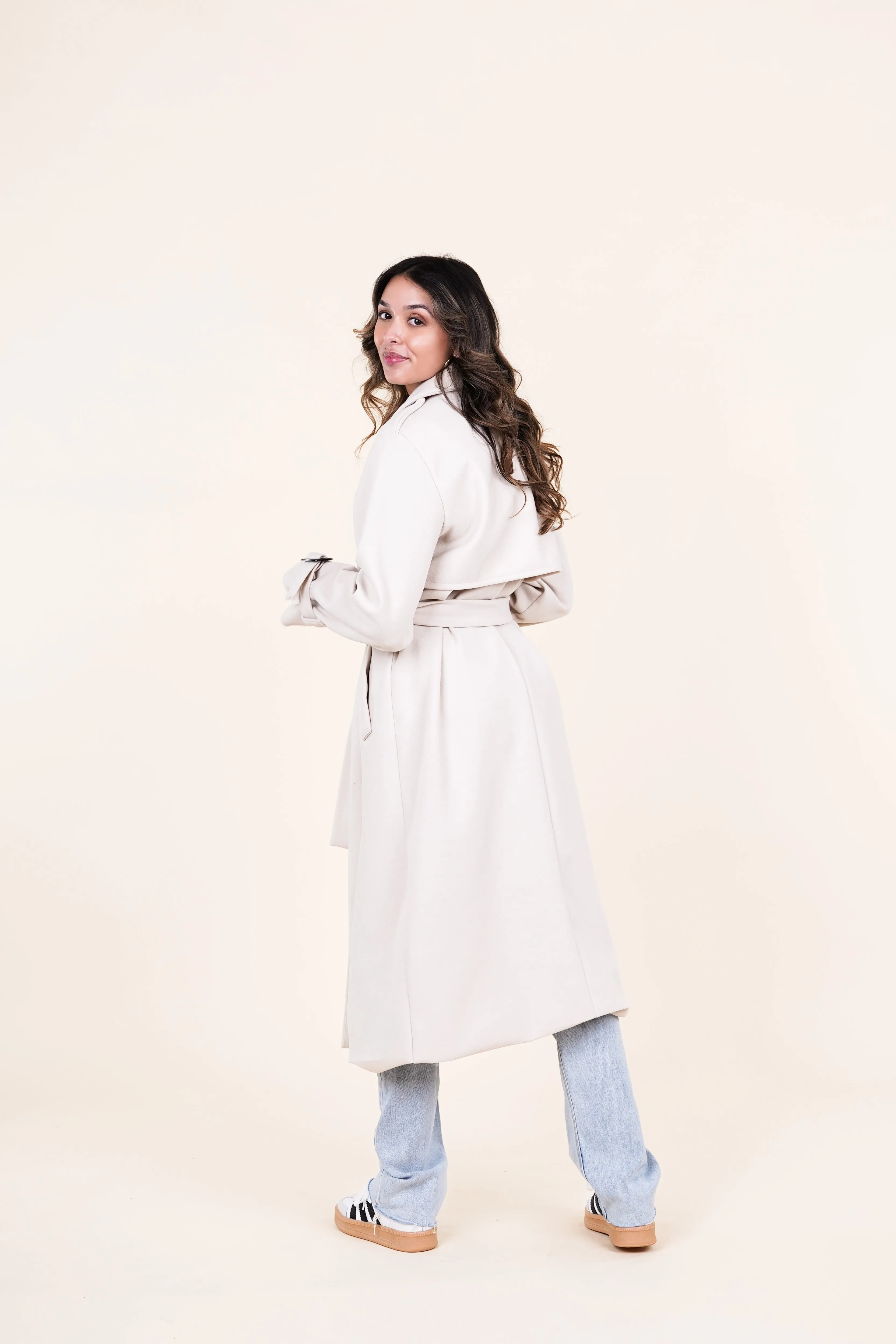 Trenchcoat dames lang beige - Yasmin