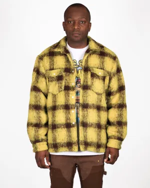 Trinity Kays Kulture Zimba Mohair Shirt Jacket, Yellow/Brown Plaid