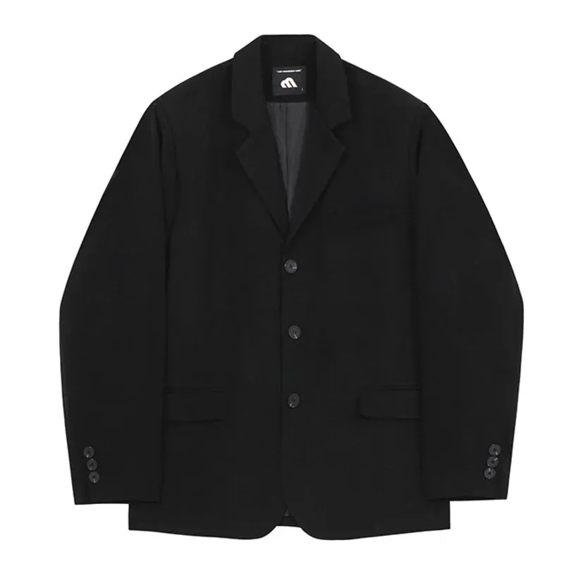 WIAOFELLAS  -  Suit Men's Coat Black Loose Korean Style Single Breasted Khaki Suit Coat For Male Spring New Causal Clothing 2Y7377